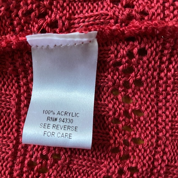 OneA red open front crochet knit cardigan sweater S - Picture 5 of 5